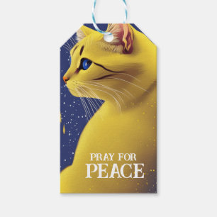 Etiqueta Para Presente Bonito Gato Amarelo com Olhos Azuis - ucrânia