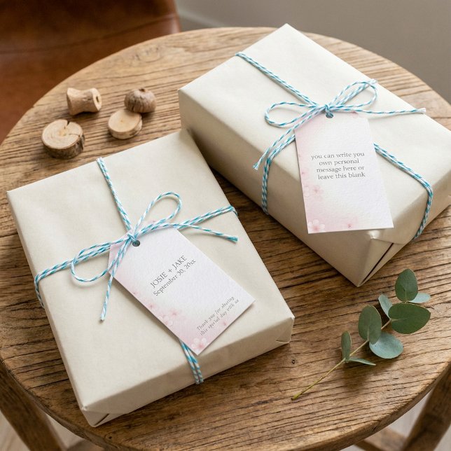Etiqueta Para Presente Bonito Pastel Pink Cherry Blossom (Pretty Pastel Pink Cherry Blossom Wedding favor Gift Tags.)