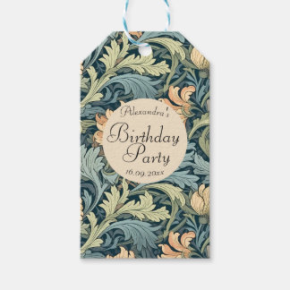 Etiqueta Para Presente Bonito retrorfloral Aniversário Artístico Azul