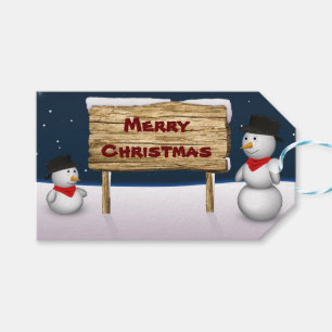 Etiqueta Para Presente Bonitos Snowmen desejando Feliz Natal