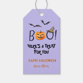 Etiqueta Para Presente BOO Feliz Halloween Pumpkin Tenta Roxo
