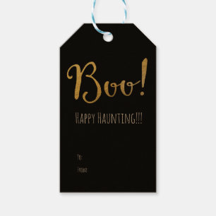 Etiqueta Para Presente Boo Halloween Faux Gold Foil