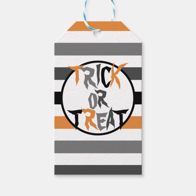 Etiqueta Para Presente Boo Halloween - Truque Ou Tratamento Laranja Negro (Frente)
