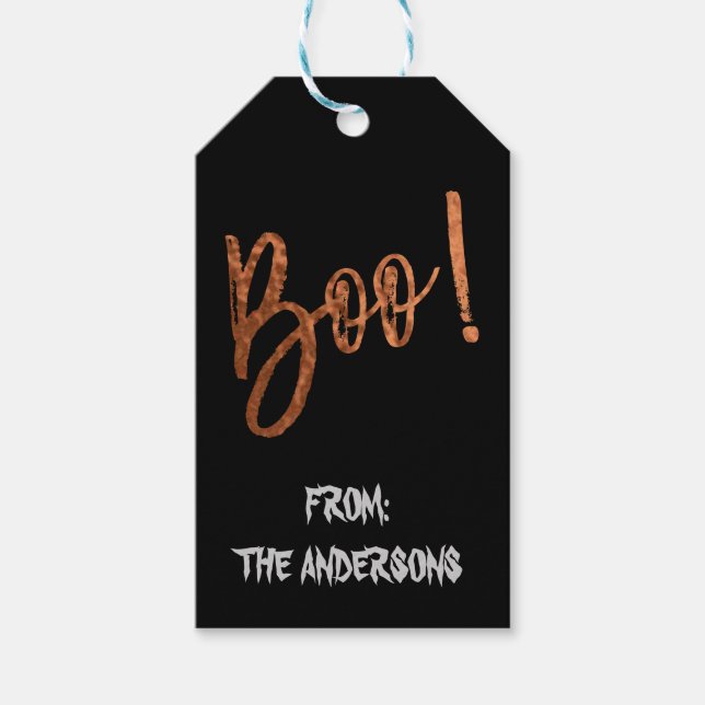 Etiqueta Para Presente Boo! Rótulo do Presente de Halloween Moderno (Frente)