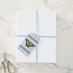 Etiqueta Para Presente Borboleta Amarelo Swallowtail Blue Sky Personaliza