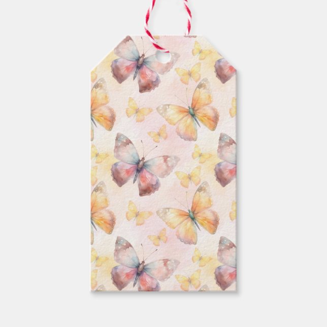 Etiqueta Para Presente Borboleta Aquarela (Frente)