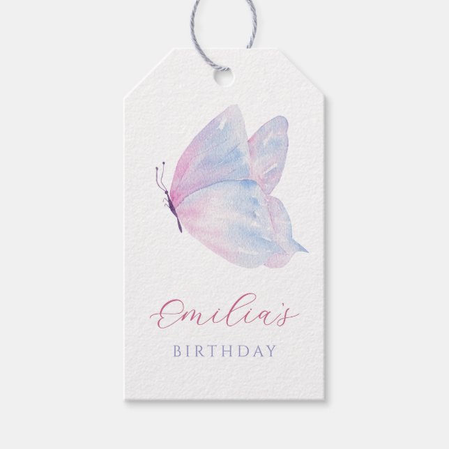 Etiqueta Para Presente Borboleta aquosa (Frente)