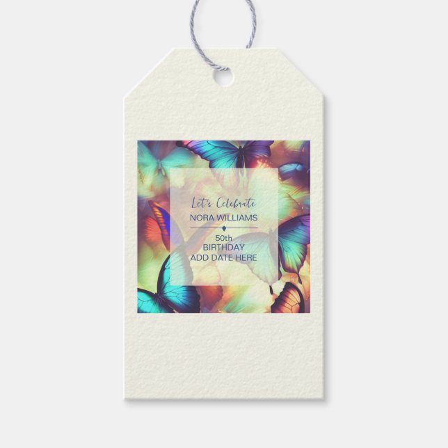 Etiqueta Para Presente Borboleta Birthday (Frente)