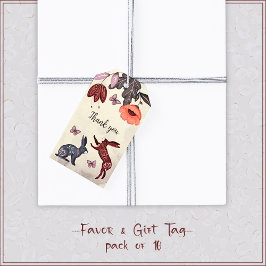 Etiqueta Para Presente Borboleta de Coelho Folclórico Hygge Floral Birthd