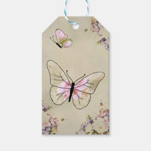 Etiqueta Para Presente Borboleta de flor de kirsch