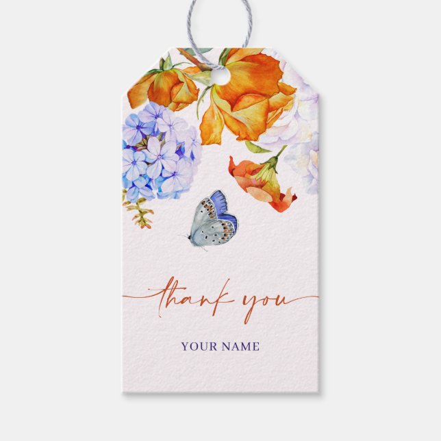 Etiqueta Para Presente Borboleta de primavera de flores (Frente)