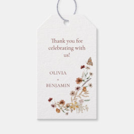 Etiqueta Para Presente Borboleta Flor Silvestre Rústica Boho Casamento Pe