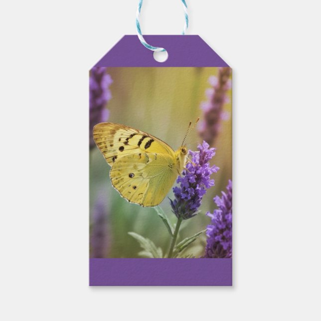 Etiqueta Para Presente Borboleta na Lavanda (Frente)