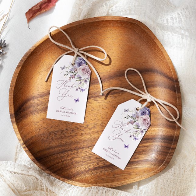 Etiqueta Para Presente Borboleta Roxosa Floral (Criador carregado)