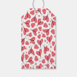 Etiqueta Para Presente Borboletas Coração de Morango, Morangos