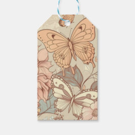 Etiqueta Para Presente Borboletas e flores pastadas