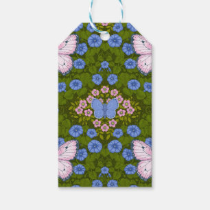 Etiqueta Para Presente Borboletas e flores simetria, azul e rosa