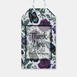 Etiqueta Para Presente Borboletas florais magenta roxo ameixa vintage