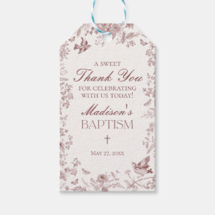 Etiqueta Para Presente Bordô Toile De Jouy Floral Lembrancinhas de Batism