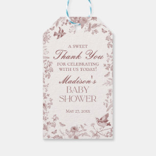 Etiqueta Para Presente Bordô Toile Floral Vintage Favor para Chá de Bebê