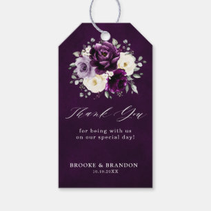 Etiqueta Para Presente Borracha Roxa Plum Ivory White Casamento Floral Gi