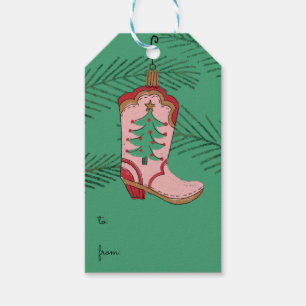 Etiqueta Para Presente Bota de cowboy de Natal