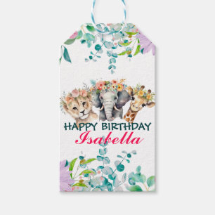 Etiqueta Para Presente Bótamo Floral Bótamo Selva Animais Aniversário Bem