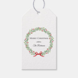 Etiqueta Para Presente Botanical Christmas Wreath Modern Script