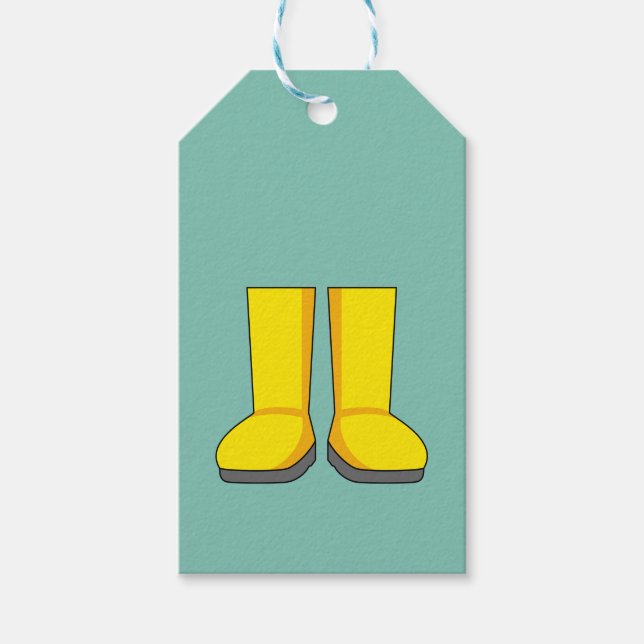 Etiqueta Para Presente Botas de Borracha Amarelas para Chuva (Frente)