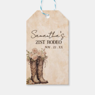 Etiqueta Para Presente Botas & Rubor Rustic Western Cowgirl 21º Aniversár