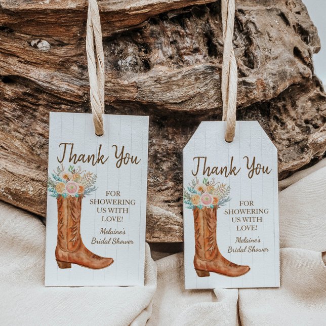 Etiqueta Para Presente Botas Rústicas Country Chá de Noiva Agradecimento (Criador carregado)