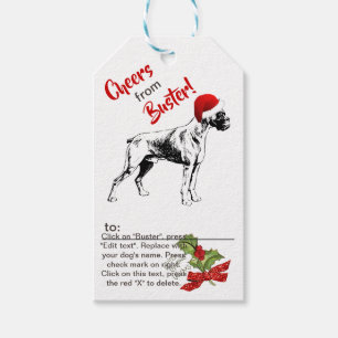 Etiqueta Para Presente Boxer Natal Azevinho Floco de Neve Personalizar