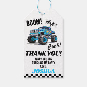 Etiqueta Para Presente Boys Blue Monster Truck Aniversário