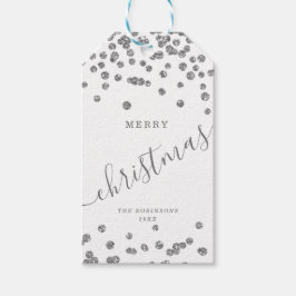 Etiqueta Para Presente Branca de Confetti de Natal de Silver Holiday