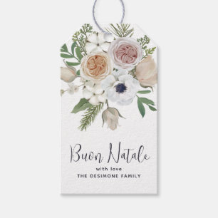 Etiqueta Para Presente Branca de Inverno Elegante Buon Natale Gift Tags