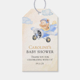 Etiqueta Para Presente Branca Esperança Voando Urso Aquarela Obrigado