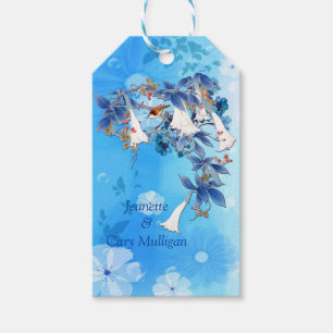 Etiqueta Para Presente Branca Ilustrada Marca de Presente da Flor da Lua