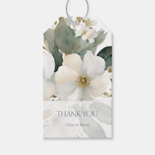 Etiqueta Para Presente Branca Watercolor Magnolia Obrigado Casamento