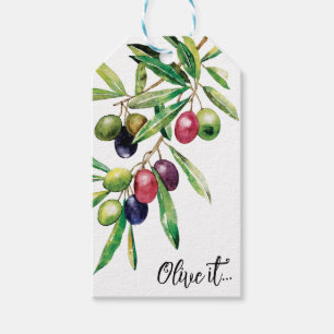 Etiqueta Para Presente Branch de Oliveiras de Aquarela