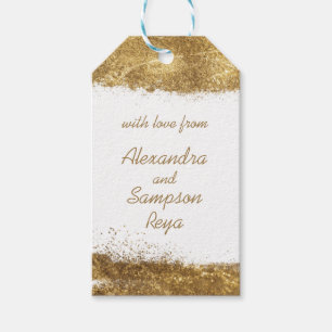 Etiqueta Para Presente Branco com Dourado