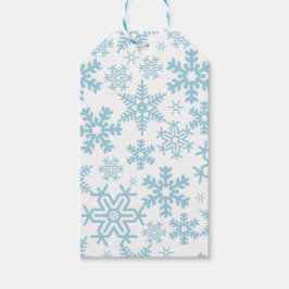 ETIQUETA PARA PRESENTE BRANCO COM FLÓCOS DE NEVE AZUIS DE INVERNO