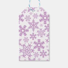ETIQUETA PARA PRESENTE BRANCO COM FLÓCOS DE NEVE INVERNAIS ROXOS