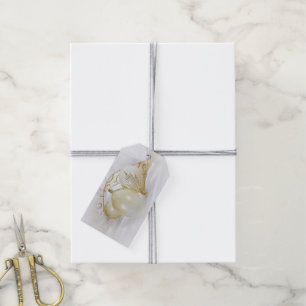 Etiqueta Para Presente branco e ornamento do ouro com fita