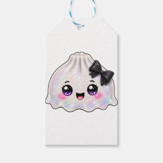 Etiqueta Para Presente Branco Fantasma Dumpling Squishy Halloween Preto 