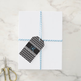 Etiqueta Para Presente Branco | Monograma Gótico em Chevron Branco