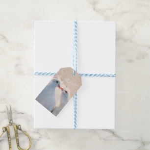 Etiqueta Para Presente Branco que beija pombas - amor customizável