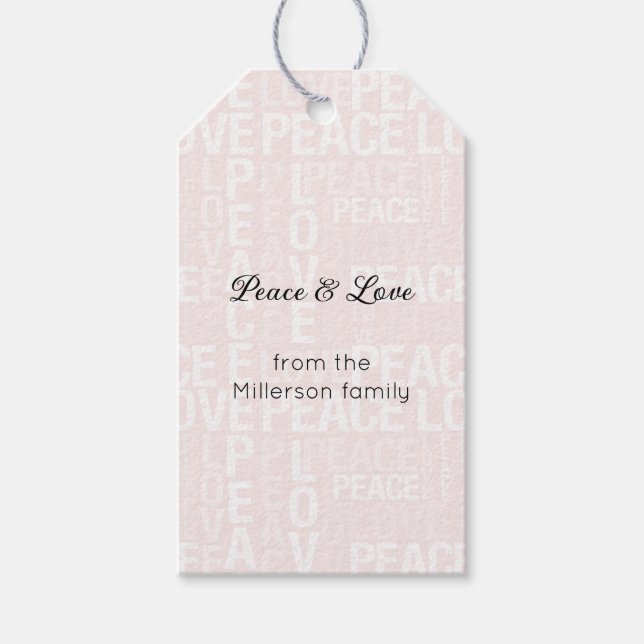 Etiqueta Para Presente Branco Rosa Bege Paz Amor Natal (Frente)