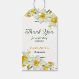 Etiqueta Para Presente Brancos Amarelos Daffodil Rustic Aniversário Flora