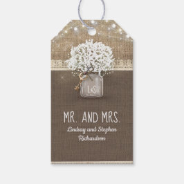Etiqueta Para Presente Breath do bebê Mason Jar Rustic Burlap Lace