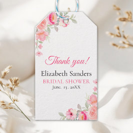 Etiqueta Para Presente Bridal Shower Floral Watercolor | Pink Roses